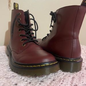 Dr. Martens red combat boots gently used. Size 10